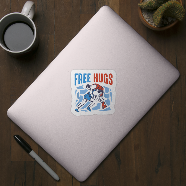 Free Hugs Funny Wrestling Gifts for Wrestlers by Baswan D'apparel Ish